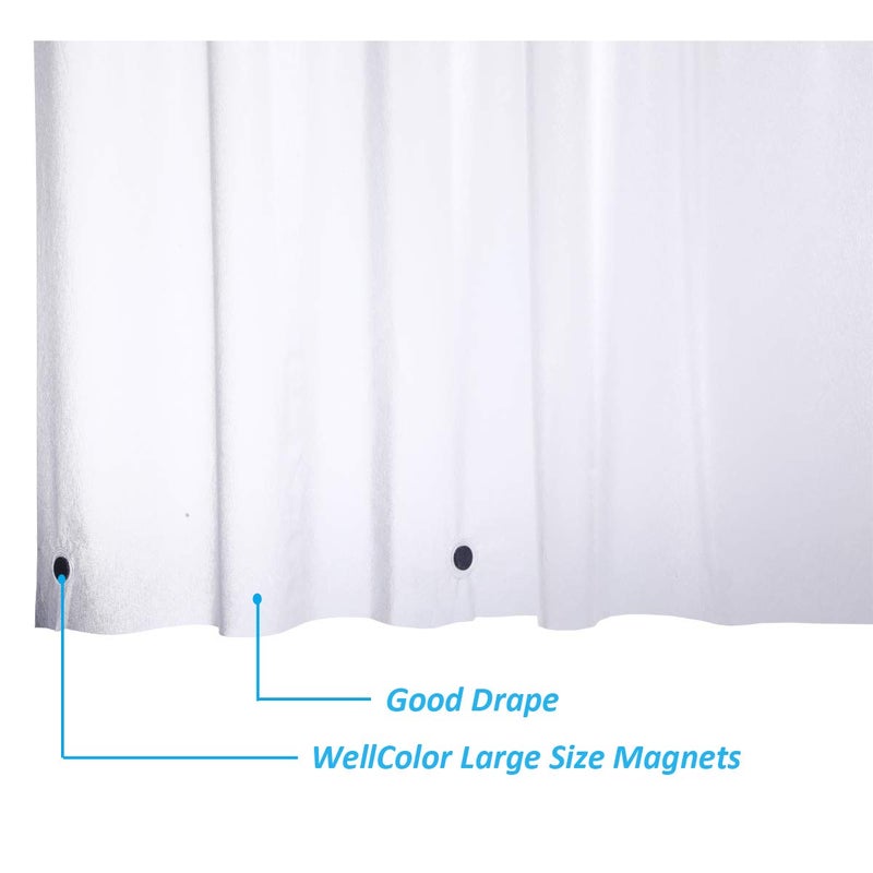 WellColor Frosted Shower Curtain Liner 76 Inches Long  EVA Translucent Extra Long Shower Liner with 3 Strong Weighted Magnets  Heavy Duty  72 x 76 Inch - Image 5